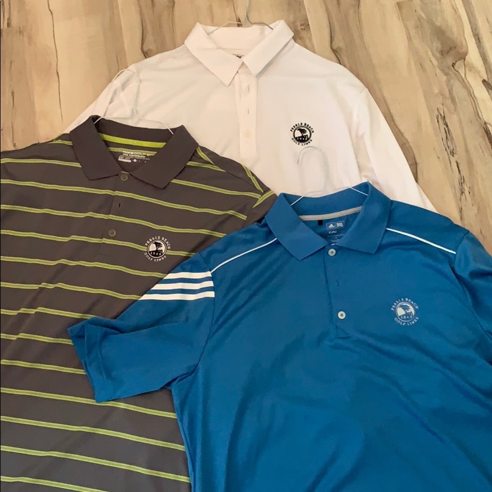 Lot of 3 Performance Pebble Beach Golf Shirts